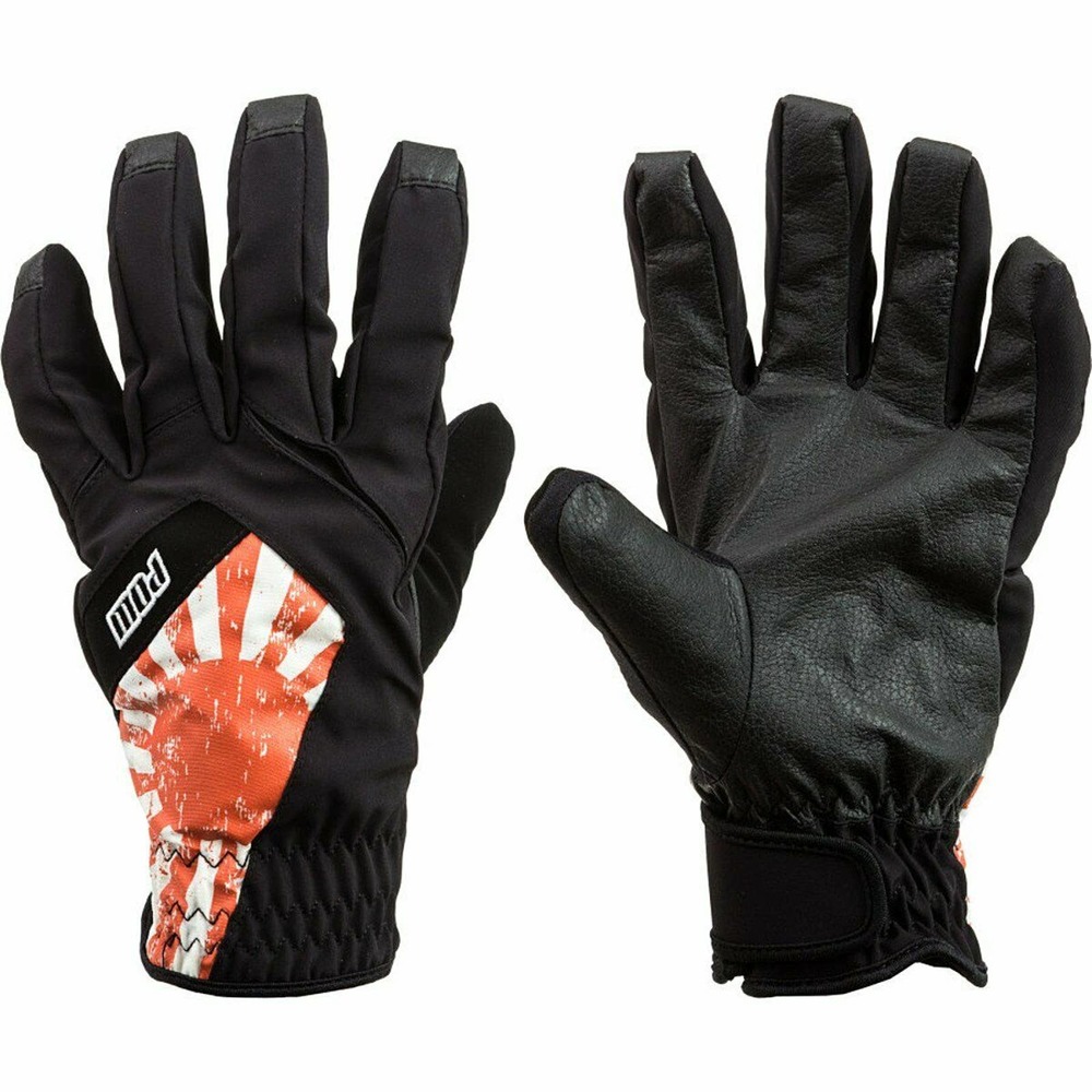 POW Men's Bandera Snowboard Ski Black Gloves - Japan Flag